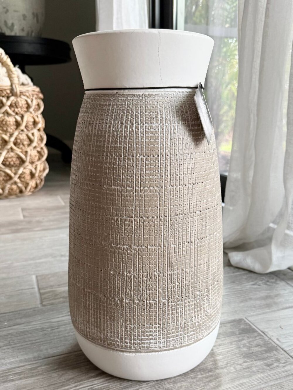 Ceramic Crosshatch Textured Vase